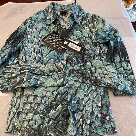NWT! Just Cavalli By Roberto Cavalli Fish Scale Blouse Size: XS - Picture 2 of 15